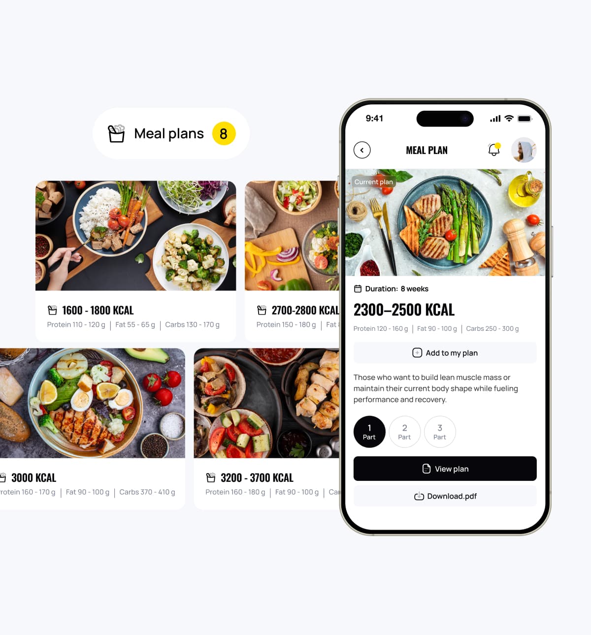 Nutrition app mockup
